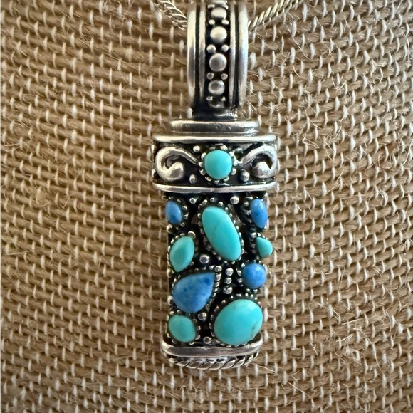 Vintage Sterling Silver Sodalite Howlite Pendant Necklace - Picture 2 of 6